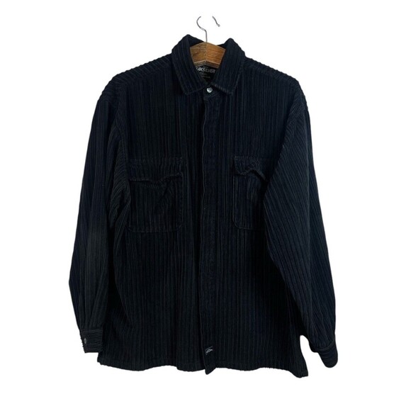 Quicksilver Y2K Black Corduroy Button Vintage Shacket Sz Large 90’s Long Sleeve - Picture 1 of 11